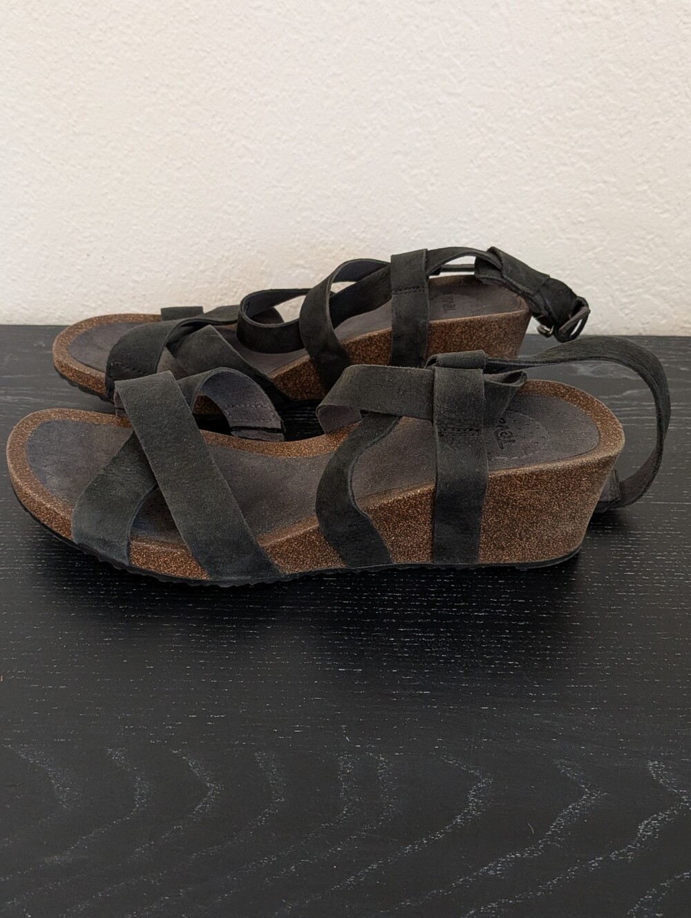 Teva Women's Black Mahonia 1106860 Wedge Leather Classic Strappy Sandal Size 9.5